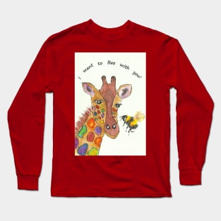 Colourful Giraffe, "I want to Bee with you!" Long Sleeve T-Shirt